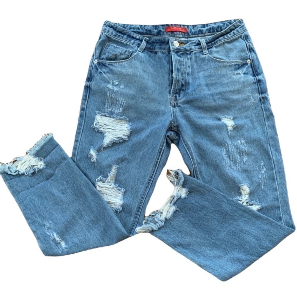 Caffeine Distressed blue jeans